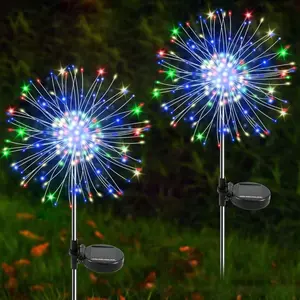 YaaFen Solar Garden Lights Outdoor, 2 Pack 300 LED Twinkling Firework Lights Decorative with 2 Modes, Outdoor Waterproof Solar Starburst Light for Outside Yard Pathway Garden Decor, Warm White