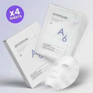 Collagen Mask (4 Sheets) with Type III Hydrolyzed Collagen - Anti-Aging, Wrinkle Care, Restores Elasticity, Radiant Glow. 25ml per Sheet