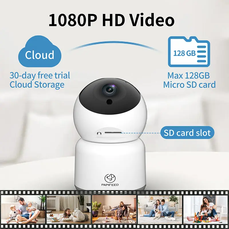 Bear Surveillance Camera with 360° Pan/Tilt,2MP, Night Vision, and Human/Pet MotionDetection Safety furbopet  camera dog camera home security dog lover pet accessory pet  needs