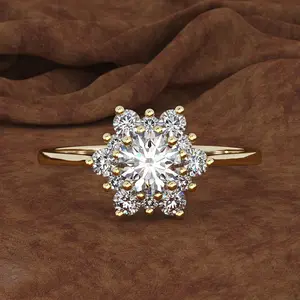 Rings For Women New Creative Beautiful Snowflake Shaped Cubic Zirconia 3 Color Wedding Gifts Fashion Jewelry KCR068