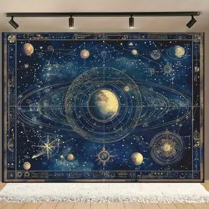 1pc Vintage Astronomy Tapestry - Celestial Wall Hanging with Planets, Stars & Constellations, Durable Polyester Fabric, No Electricity Needed, Ideal for Home Decor, Parties & Events, 2D Flat, Best for Christmas, Perfect for Thanksgiving