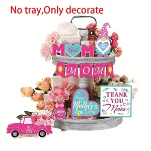 Mother's Day Wooden Decoration Set, 13pcs/set Flower & Letter Pattern Decorative Ornament, Home Decor Supplies for Living Room Bedroom, Signs