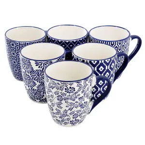 Elama Declan 6Pc 12oz Stoneware Mug Set Elama Declan 6Pc 12oz Stoneware Mug Set
