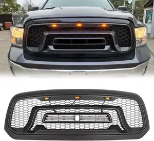 Front Grill Custom Kit Compatible with 2013-2018 Dodge Ram 1500 2019-2024 Dodge Ram 1500 Classic Upper Bumper Mesh with LED Lights Letters