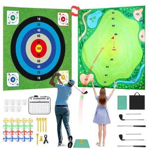 Golf Chipping Game, Golf Battle Game with Hitting Mat for Kids Adults Indoor and Outdoor, 60" x 60" Double Sided Practice Mat with 2 Clubs & 20 Sticky Balls for Backyard