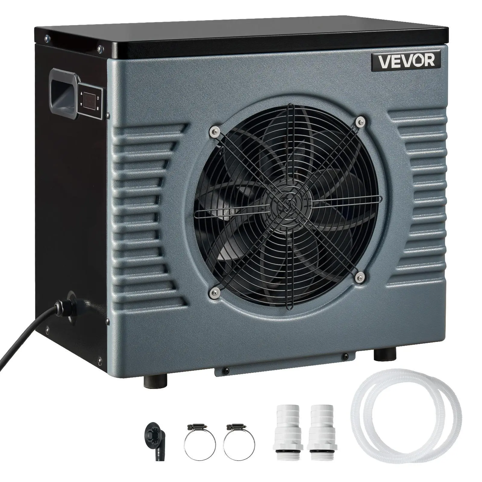 VEVOR 14710 BTU Silent Copper Heat Pump System, Electric Outdoor Pool Heater for Above-Ground Pools Up to 3962 Gal, 5.13 Max COP, Dual Heating-Cooling Mode, Low-Noise Smart Inverter Compressor, GFCI Protection, Fitness-Use Compatible