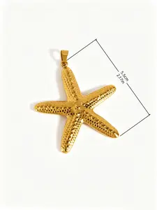 Summer Beach Style Pendant, Fashion Simple Luxury, Stainless Steel Star Conch Shell Charm, Casual All-Season Jewelry Accessory