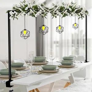 Over The Table Rod Stand with Clamps Adjustable 46"-100'' Length 29"-55" Height Black Table Balloon Arch Stand with Storage Bag, Metal Decorating Rod Hanging