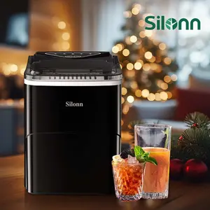 Silonn Countertop Ice Maker – Produces 9 Cubes in 6 Minutes, 26 lbs/Day, Self-Cleaning with 2 Ice Sizes, Includes Scoop & Basket, Ideal for Home, Office, Bar, and Parties