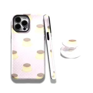 Cherry Pudding Phone Case, Cute and Sweet Pattern Features with iPhone 17, 16, 15, 14, 13, 12, 11, Pro Max and Samsung