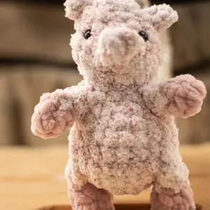 Handmade Crocheted Speckled Pink Bitty Pig