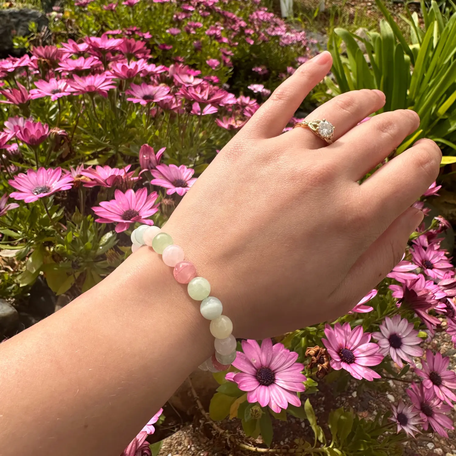 Poppy Bracelet - Colorful Beads on Pink Cord, Ideal for Everyday Wear