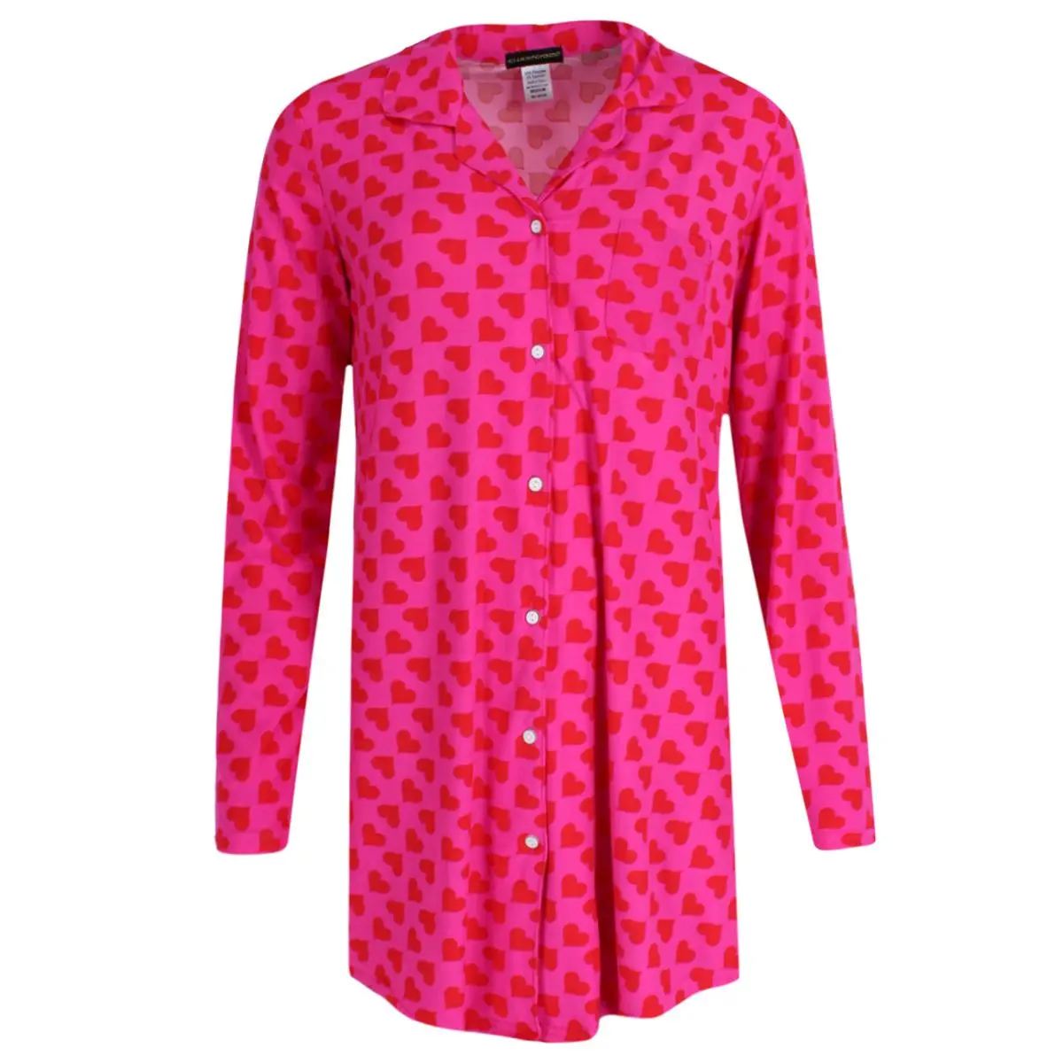 Not a Morning Person Women's Valentine Hearts Button Down Nightshirt, Nightshirts, Fabric, Blouse, Long Sleeves