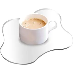 Clear Acrylic Coasters Set - Modern Irregular Drink Pads for Desk, Bar & Dining Table, Transparent Cup Protectors Stylish Tableware