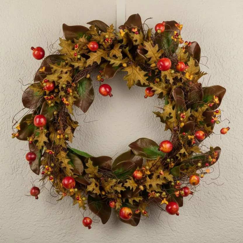 34" Magnolia Leaf & Pomegranate Wreath