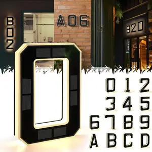 Glowify 6.7 Inch Solar Lighted House Numbers for Outside, Waterproof LED Address Numbers Signs for Houses, Backlit Illuminated Exterior Modern House Numbers Light, Decorate Your Door Number