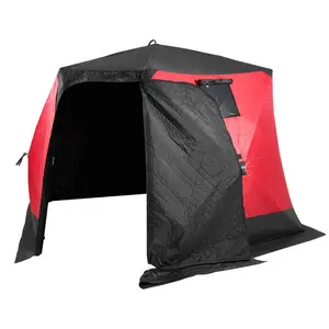 VEVOR Portable Ice Shelter, 4-6 Person Insulated Pop-Up Ice Fishing Tent, 50 Square Feet Fishable Area, Thermal Ice Shanty for Winter Fishing, Ice Cube with Anchors, Ropes, Carrying Bag, 130x130
