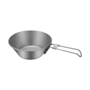 MUTTI Titanium Bowl with Foldable Handle Ultralight Compact Portable Flatware Tableware with Bag for Outdoor Camping Backpacking Hiking Travel Picnic