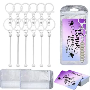 18-Piece Beaded Keychain Set, Keychain Pendant, Includes Reusable Sealed Bags & Thank You Cards, Perfect for DIY Crafts & Jewelry Making