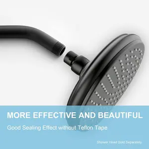 6-Inch Matte Black Shower Arm with Flange for Wall-Mounted Fixed and Handheld Shower Heads