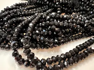 Natural Black Spinel 4mm Roundel micro faceted AAA quality Gemstone Beads, Jewelry Making  12" Strand, Single or Bulk