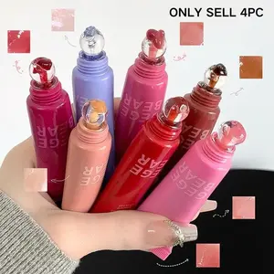 4-Pack Fruit Essence Lip Gloss, Long-Lasting Moisturizing Smooth Transparent Lip Oil, Hydrating Lip Balm, Makeup Enhancer, Non-Sticky Formula