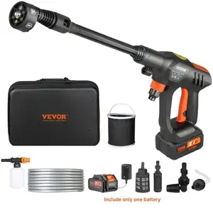 VEVOR Cordless Pressure Washer, 652-PSI 1.1 GPM Portable Power Cleaner, Handheld High-Pressure Car Washer Gun with 4.0Ah Battery, Charger, 6-in-1 Nozzle, for Home/Floor Cleaning Watering