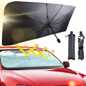 Automobile Windshield Sunshade-retractable foldable Automobile Umbrella Sunshade, Anti-ultraviolet Car Front Window (heat Protection) Windshield Cover Card, Car Accessories