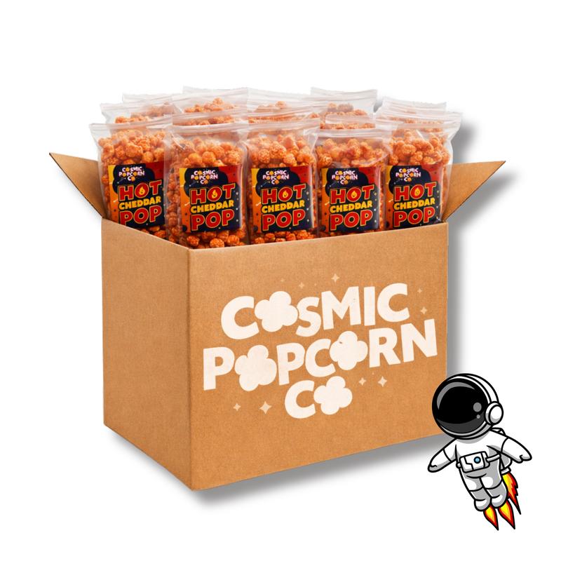 12 Bags of Hot Cheddar POP! Lightly Seasoned Gourmet Popcorn by the Case