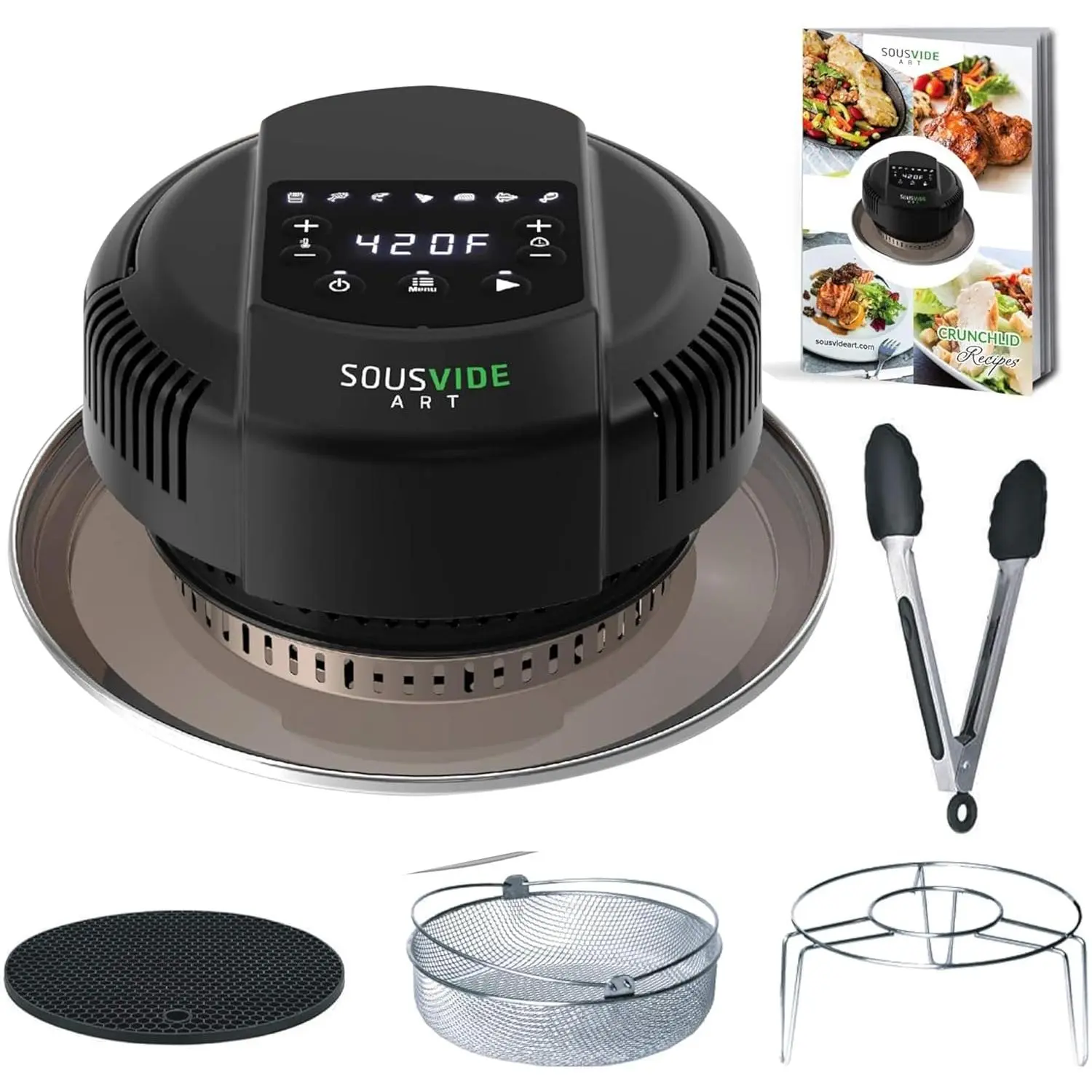 7-in-1 Instant Pot Air Fryer Lid 8 qt, Instant Pot Pressure Cooker Attachment - Fryers Lid - Instapot Accessory - Air Fryer Accessories Combo with Basket, Rack, Mat, Tongs, Cookbook