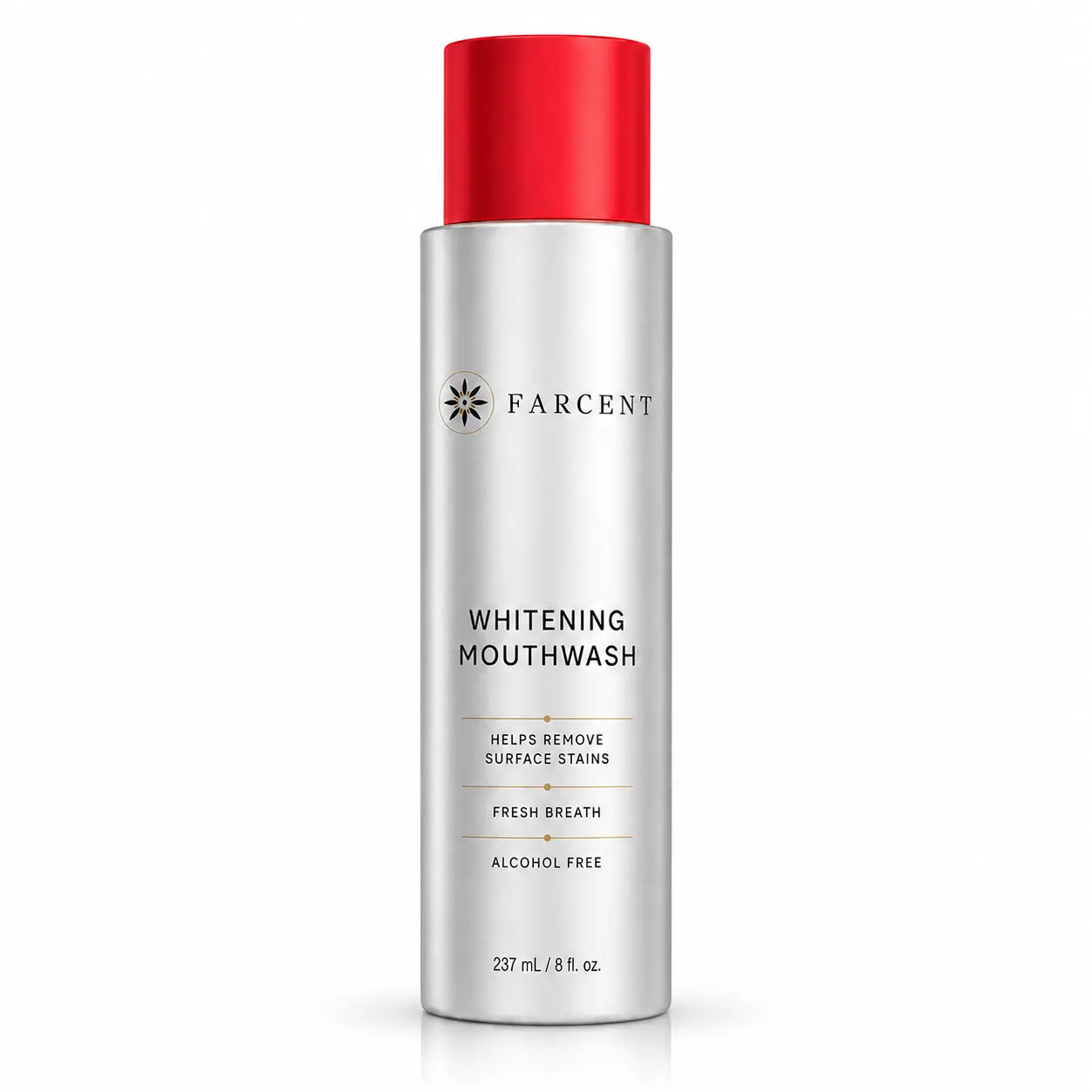 FARCENT Stain Whitening Mouthwash for White Teeth, Freshens Breath with Essential Oils 237ml