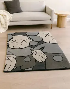 Hand-Tufted Wool Rug: , Pink Pop Art Kids Playroom Carpet Kids Room Decor