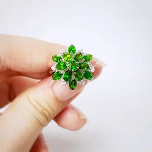 925 Sterling Silver Diopside Ring