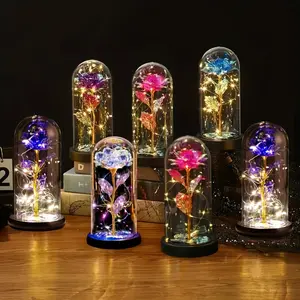 Glowing Rose Flower Golden Foil Night Light with Plastic Clear CoverDecorative Lamp, Perfect for Wedding And Party Decoration, Valentine's Day/Mother's Day/Birthday Gift,Flower Decorative Lamp