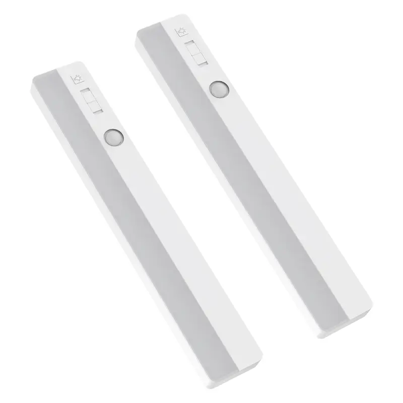 2 Pack LED Closet Light AAA Battery,Under Cabinet Lighting Battery Powered Input Wireless Motion Sensing Light, Auto On Off, Motion Sensor & Light Sensor, Light Beam Adjustable