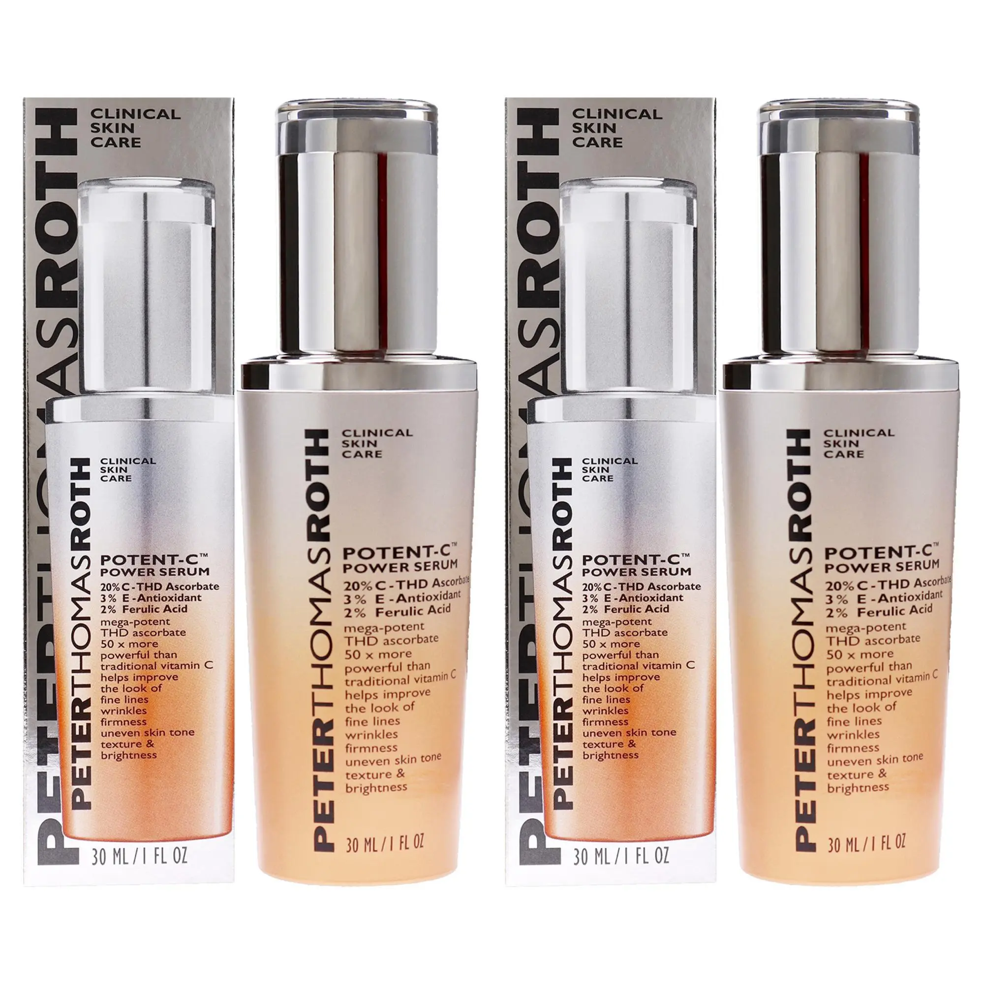 Peter Thomas Roth Potent-C Power Vitamin C Serum - Unisex, 1 oz, Daily Brightening Radiant Skin Treatment, 2-Pack Multi-Pack