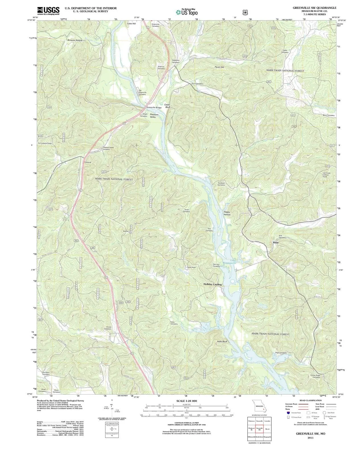 Greenville SW Missouri USGS Topographic Quadrangle Map, 2011, 1:24000
