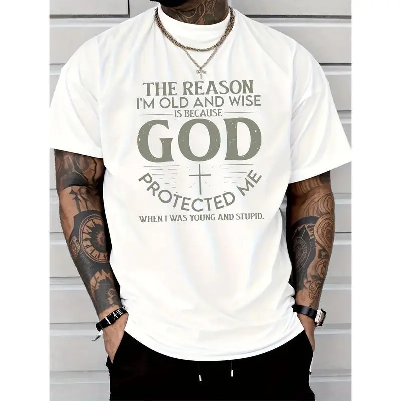 Women's Casual Cotton T-Shirt with "God Bless Me" Letter Print, Regular Fit Top for Everyday Wear, Summer Clothes for Women