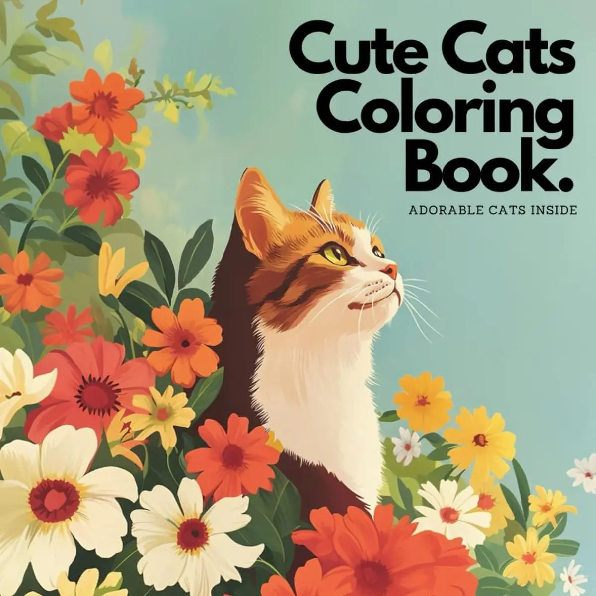 Cute Cats Coloring Book: Adorable Cat Coloring pages for all ages, kids, adults, seniors. Lovely Kittens and Flowers for Stress Relief and Fun (Relaxation by Creativity) Paperback – October 24, 2024
