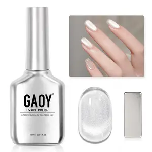 GAOY Cat Eye Gel Nail Polish, Christmas Gift Idea 16ml Silver Glitter Holographic Nail Polish with Magnet, Reflective UV Gel Cure Needed