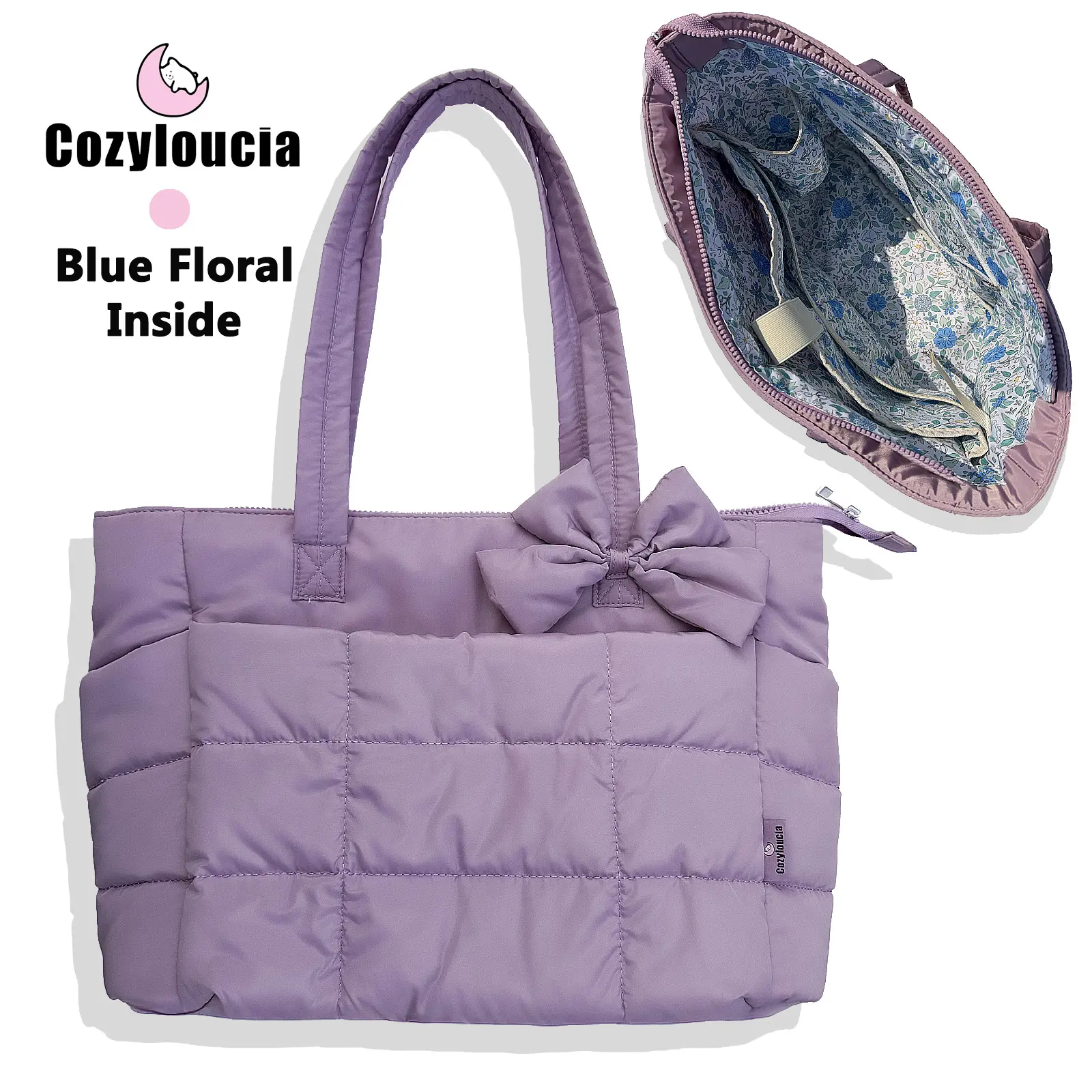 B-Pinkish Purple-Blue Floral -Bow