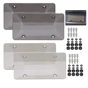 2 Pack License Plate Cover, Clear License Plate Protector License Plate Frame for American Standard Cars,12.2"x6.2", Grey/Black