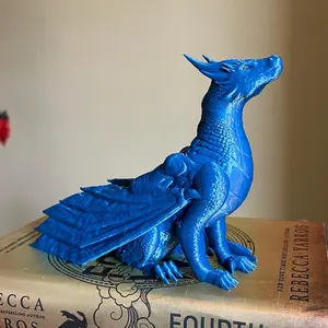 Blue Dragon Figure Bookshelf Decor - 3D Printed FW IF and OS Inspired Dragon Decor