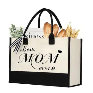 Personalized Initial Canvas Tote Bag – Custom Jute Beach Bag for Women, Mother’s Day, Birthday, Wedding, Holiday Gift