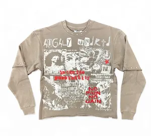Highly Undrtd No Pain No Gain Rhinestone Cropped Thermal Long Sleeve T-Shirt (Chocolate) – HF5507