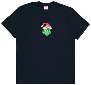 Supreme Grinch Tee Navy Men's 100% Authentic Comfortable Everyday Wear Tshirt Gym Casual Soft Cotton Short Sleeve