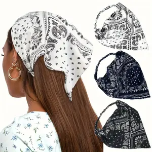 3/6Pcs Paisley Print Triangle Headbands Classic Cashew Floral Elastic Bandana Scarf Non Slip Soft Hair Bands Fashion Accessories for Women Daily Casual Matching