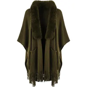 Shawl Wraps for Women, Cozy Lightweight Poncho Cape with Pockets, Warm for Fall Winter Travel