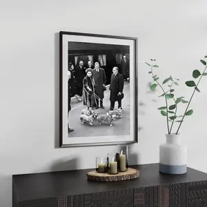 Queen Elizabeth and Corgis, Photography Print, The Royal Family Dogs, Vintage Poster, Black and White Wall Art