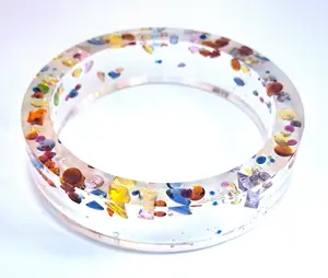 MicroGalaxy Gem Bracelet - Thin Square Bangle with Real & Lab-Created Gemstones CZ & More - Hand-Poured Sculpture with Extreme Brilliance & Unique Design